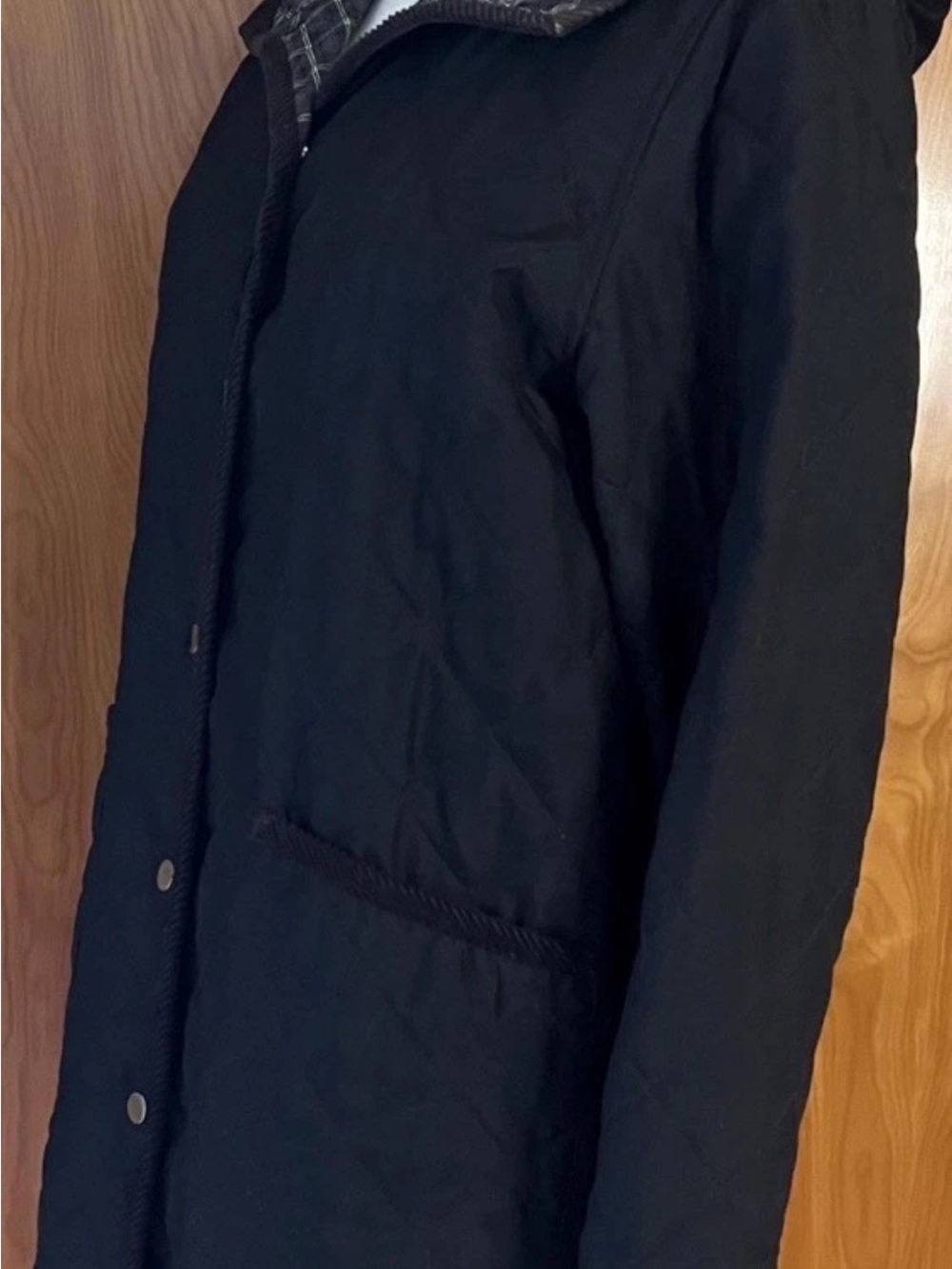Ralph Lauren Diamond Quilted Hooded Long Barn Utility Coat Snap Closure
